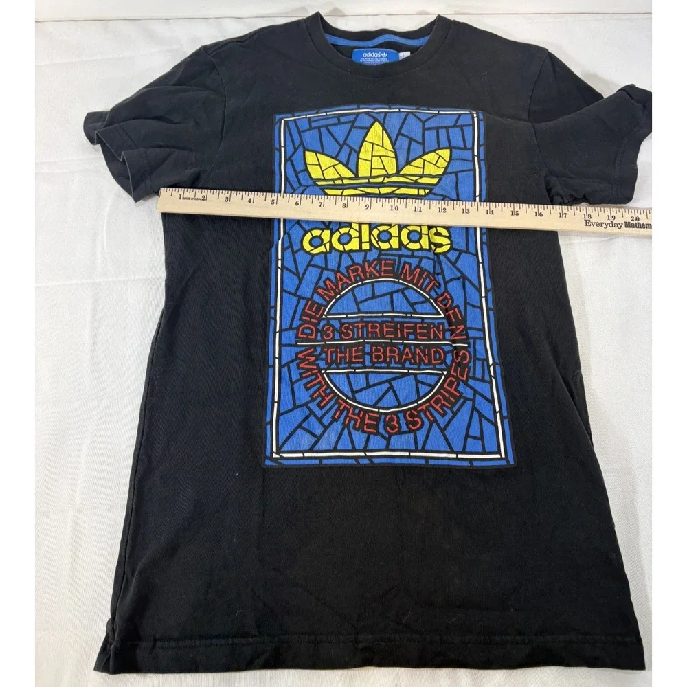 Adidas Originals Stained Glass Trefoil Logo T-Shirt Black Men's Sz Small S RARE